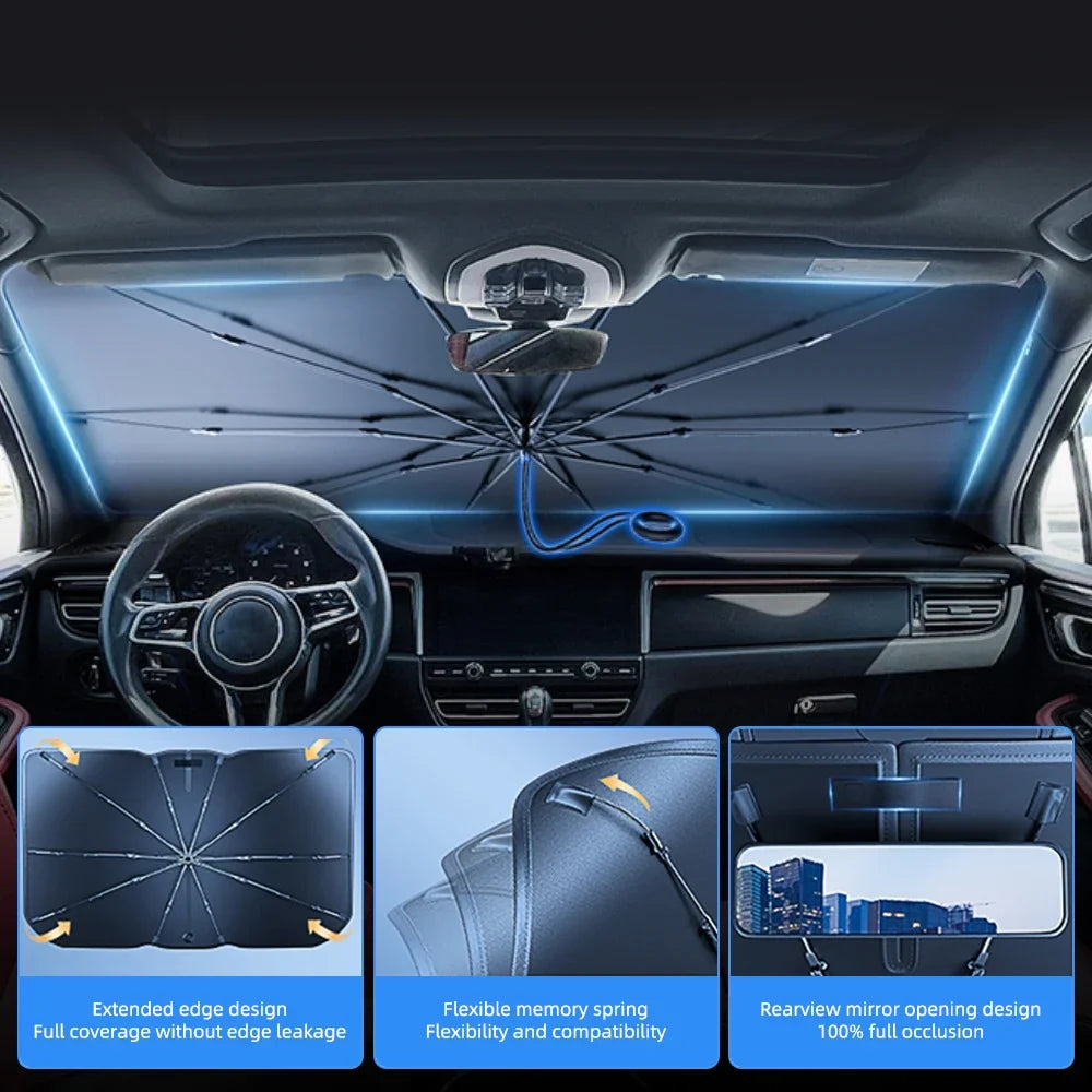 Car Sunshade Windshield Window Umbrella Foldable Sun Shade Front Cover Block Heat Portable Protector Parasol Auto Model Shades