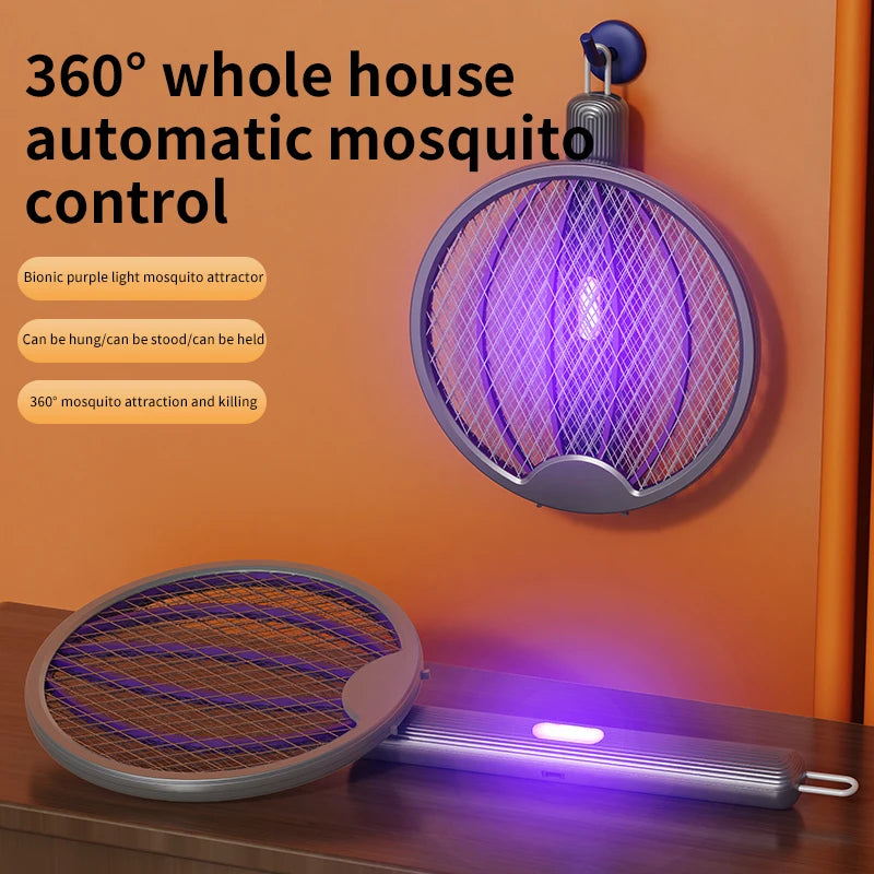 Raquette anti-moustique qui fait 3 en 1, tapette à moustique murale, pliable et lumière anti-moustique