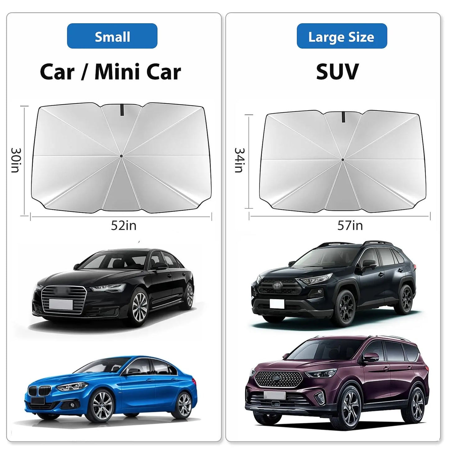 Car Sunshade Windshield Window Umbrella Foldable Sun Shade Front Cover Block Heat Portable Protector Parasol Auto Model Shades