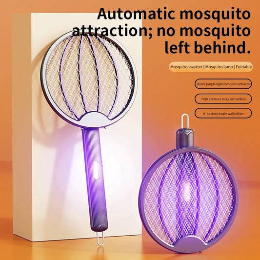 Raquette anti-moustique qui fait 3 en 1, tapette à moustique murale, pliable et lumière anti-moustique